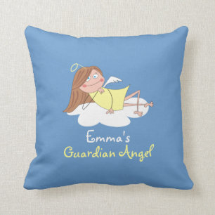 Almofada O anjo-da-guarda bonito personalizado caçoa