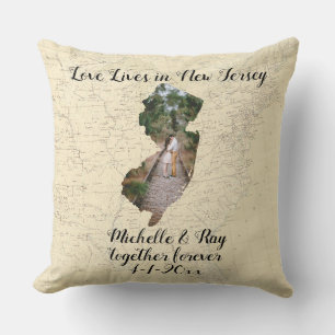 Almofada O Antigo Mapa Do Amor Vive Em Jersey State Shapto