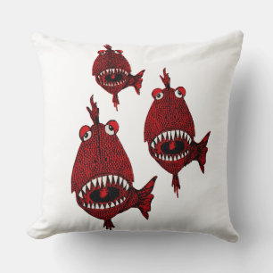 Almofada O assassino vermelho-sujo Piranhas atacam os dente