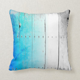 Almofada O azul da madeira lançada costa pintou náutico