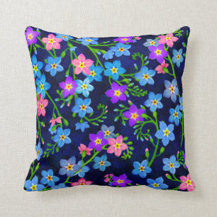 Almofada O azul esquece-me não travesseiro das flores do