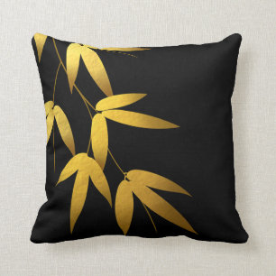 Almofada O bambu Glam sae do preto da folha Dourado