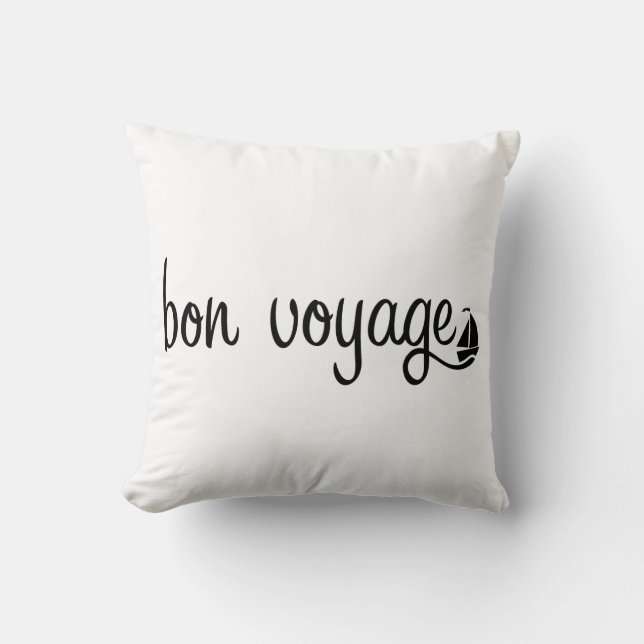 Almofada O BON VOYAGE personaliza a cor do fundo (Frente)