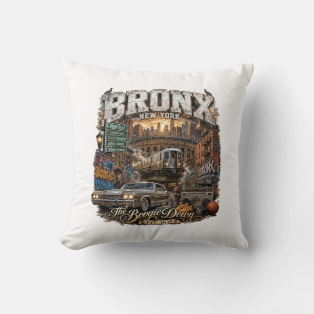 Almofada O Bronx Nova York Boogie Down Colagem Urbana (Frente)