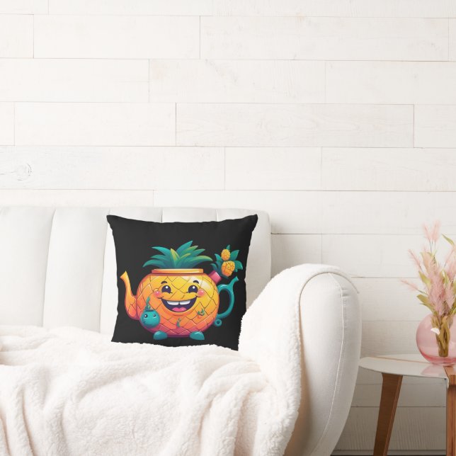 Almofada O bule de abacaxi feliz e própero (Sofá)