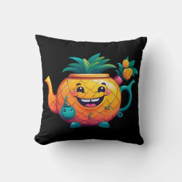Almofada O bule de abacaxi feliz e própero