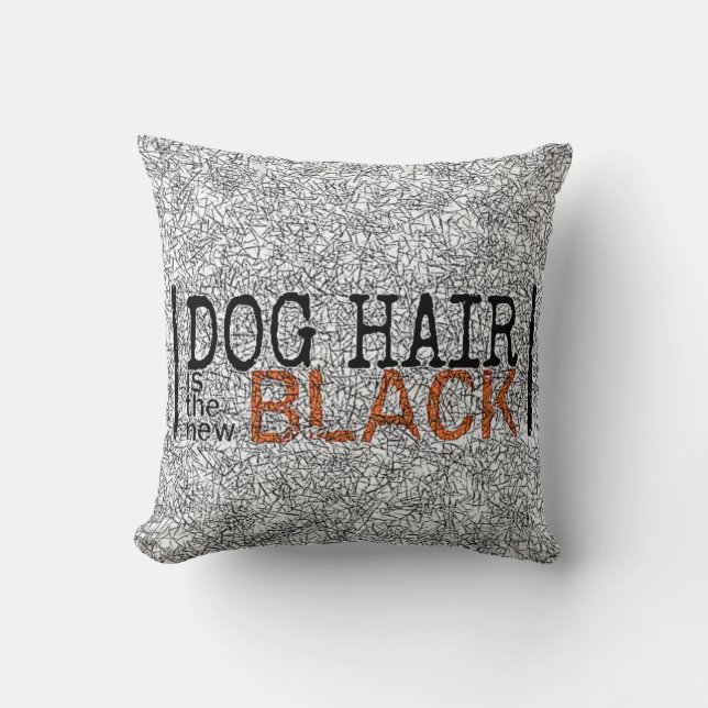 Almofada O cabelo de cão é o travesseiro decorativo preto (Frente)