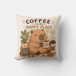 Almofada O Café É Meu Lugar Feliz Capivara Fofo Amor Por Ca