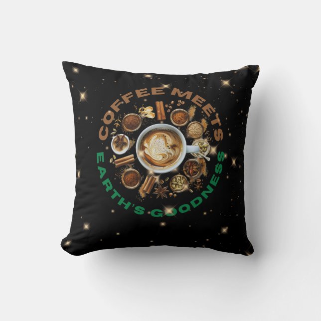 Almofada O Café Encontra a Bondade da Terra – Estrelas Botâ (Frente)