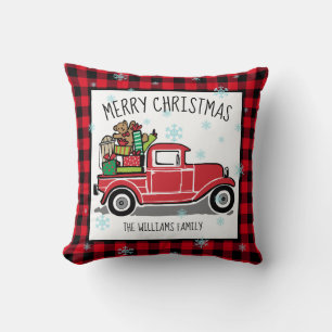 Almofada O caminhão do vintage com Feliz Natal dos