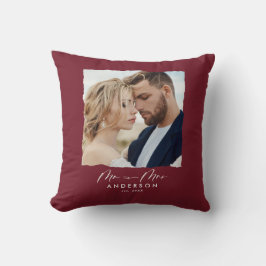 Almofada O casamento com fotos modernas personalizou o Sr. 