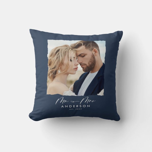 Almofada O casamento com fotos modernas personalizou o Sr.  (Frente)