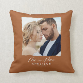 Almofada O casamento de fotos modernas personalizou o Sr. e