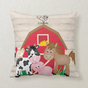 Almofada O celeiro vermelho dos animais bonitos da casa da