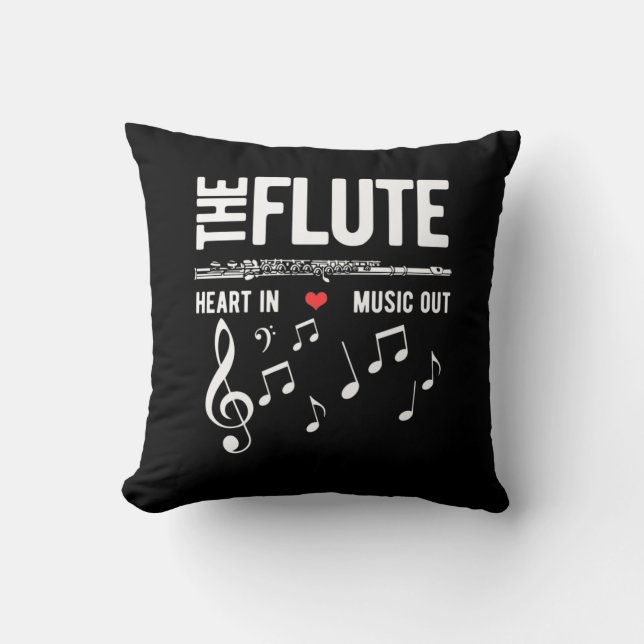 Almofada O Coração Flute Na Música (Frente)