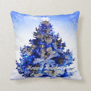 Almofada O costume decorou a árvore de Natal azul