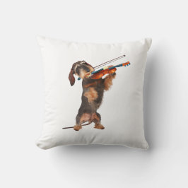 Almofada O Dachshund De Cabelo Wirecional Tocando Um Violin