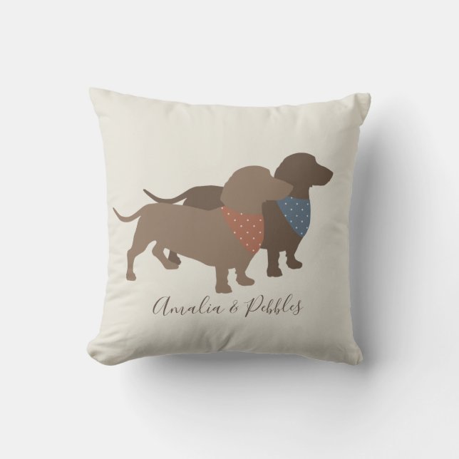 Almofada O Dachshund de Minimalistic mostra em silhueta e (Frente)