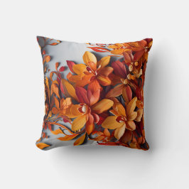 Almofada O Design de Padrão Floral Laranja