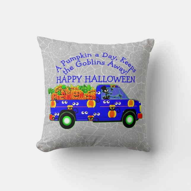 Almofada O Dia da Bomba do Caminhão das Halloween Mantém os (Frente)