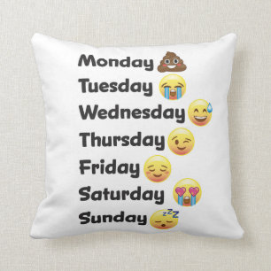 Almofada O dia da semana Emoji enfrenta o travesseiro