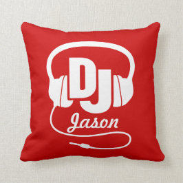 Almofada O DJ vermelho & o branco adicionam seu travesseiro