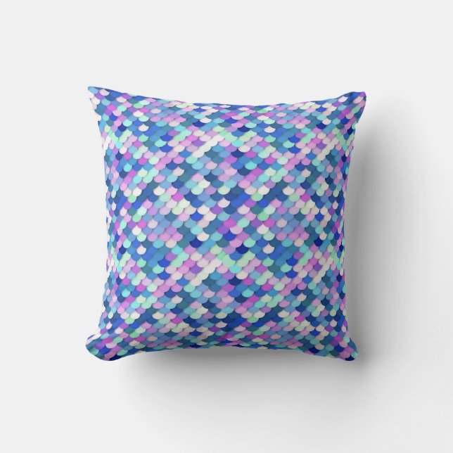 Almofada O "dragão escala" - o azul, a orquídea e a lavanda (Frente)