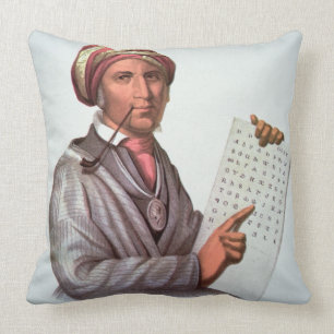 Almofada O erudito Cherokee, Sequoyah (1776-1843) (cor
