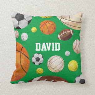 Almofada O Esporte Balls Baby Boy Name Green Personalizado