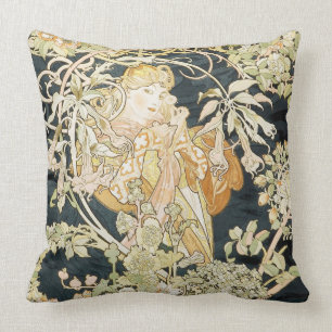 Almofada O Femme de Mucha um Marguerite do la