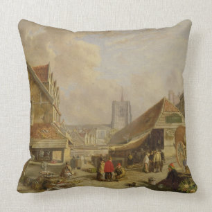 Almofada O Fishmarket velho, Norwich, 1825 (óleo no painel