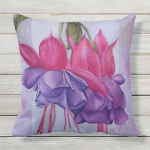 ALMOFADA O FÚCSIA ROXO DO ROSA QUENTE FLORESCE O PÁTIO