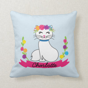 Almofada o gato bonito personalizou o travesseiro conhecido