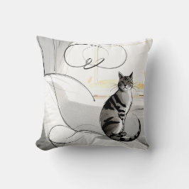 Almofada O Gato Minimalista Contemporâneo Moderno Tendência