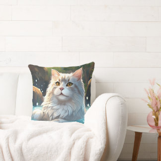 Almofada O gato que está gostando de um Primavera quente -