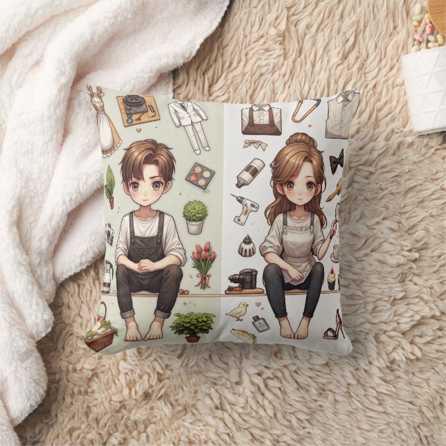 Almofada O homem, a mulher ver. 1 Throw Pillow (Cobertor)
