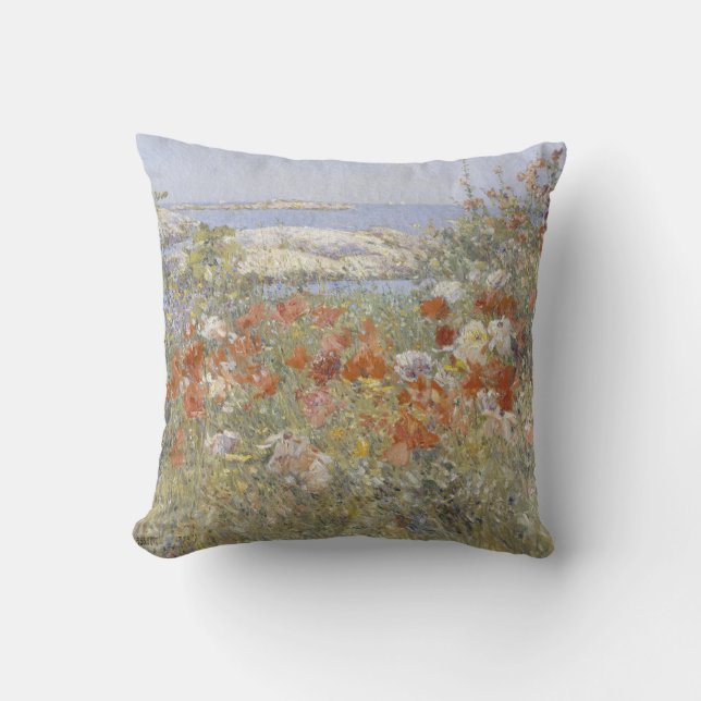 Almofada O Jardim de Celia Thaxter por Frederick Childe Has (Frente)