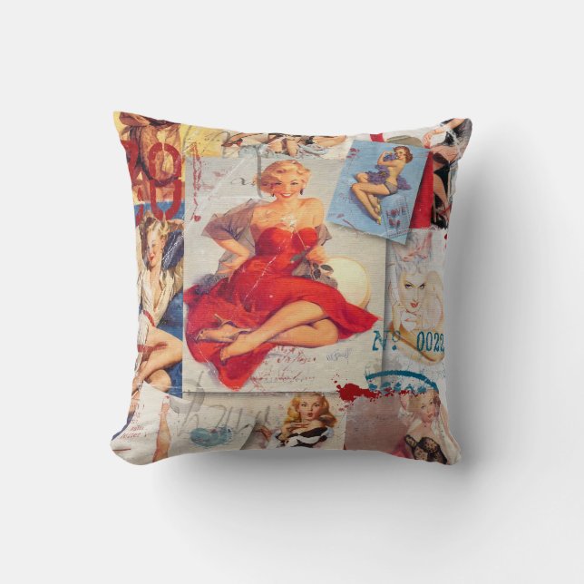 Almofada O kitsch Bitsch: Colagem 1 do Pin-Acima do amor (Frente)