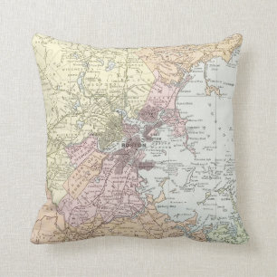 Almofada O mapa do vintage de Boston Massachusetts (1903)