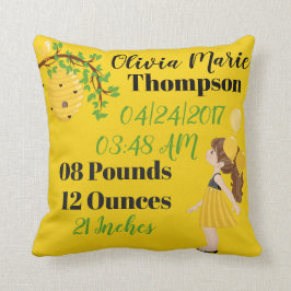 Almofada O mel amarelo preto Bumble o anúncio do nascimento