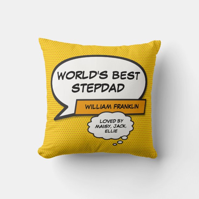 Almofada O melhor aventureiro do mundo, Stepdad, super-heró (Frente)