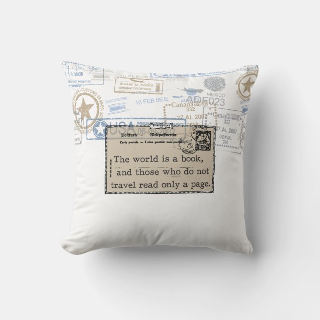 Almofada "O mundo é travesseiro decorativo das viagens (Frente)