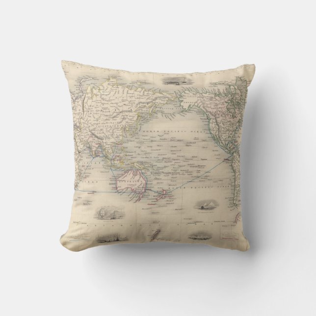 Almofada O mundo na projeção de Mercator (Frente)