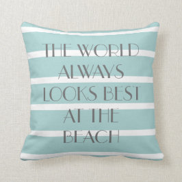 Almofada O mundo olha sempre o melhor na PRAIA, listras da