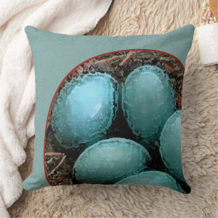 Almofada O ninho do pássaro com azul Eggs o travesseiro
