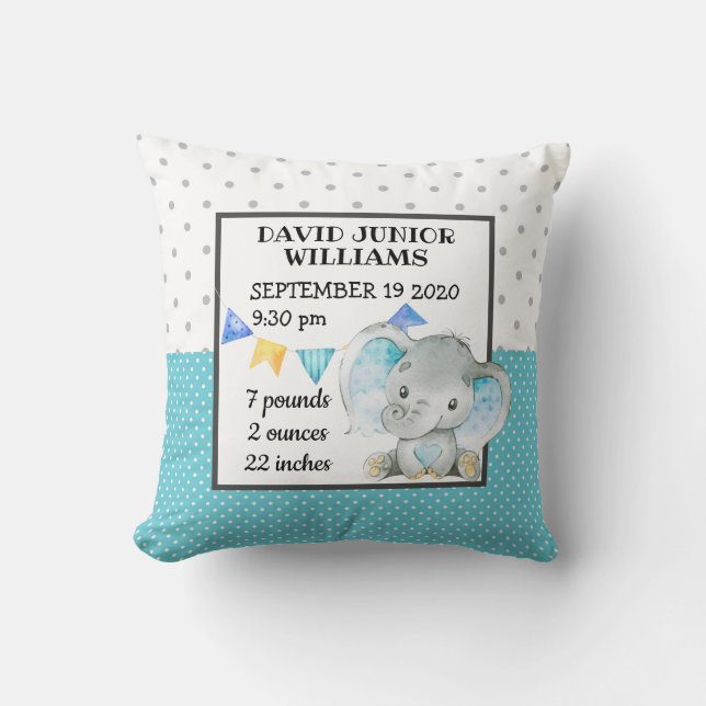 Almofada O Nursorio De Nascença Do Garoto Elefante (Frente)