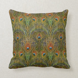Almofada O ouro à moda do pavão elegante empluma-se o tes