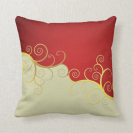Almofada O ouro elegante roda no vermelho e no creme