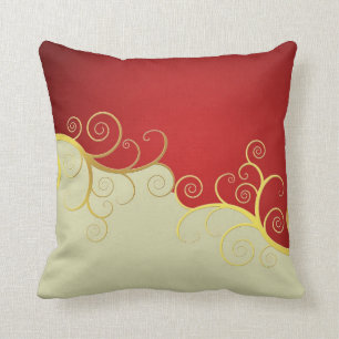 Almofada O ouro elegante roda no vermelho e no creme