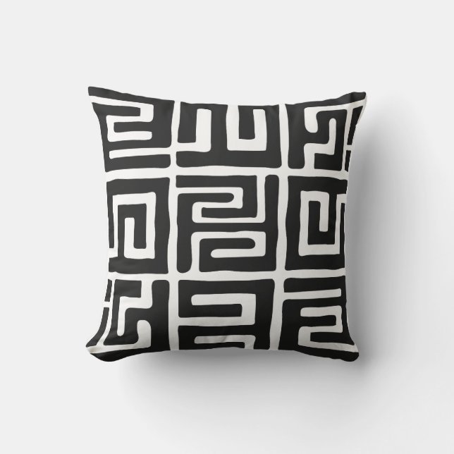 Almofada O pano de Kuba inspirou White|Black (Frente)